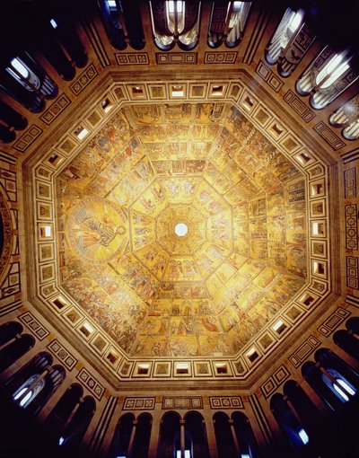 Vista del techo de mosaico, comenzado c.1225 de Italian School