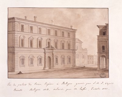 Vista del Palacio del Príncipe Eugenio en Bolonia, grabado por S.A.I. después de Busatti de Italian School