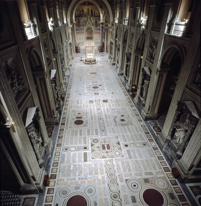 Vista de la nave central de la Basílica de San Juan de Letrán de Italian School