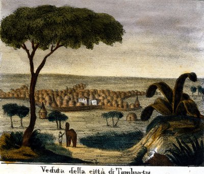 Vista de la ciudad de Tombuctú en Malí en el siglo XIX de Italian School