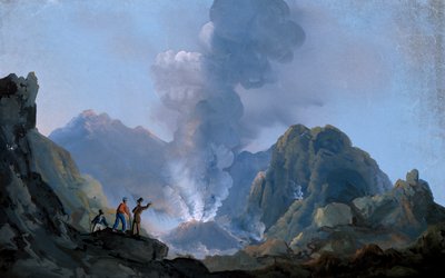 Vista del cráter del Vesubio en 1829 de Italian School