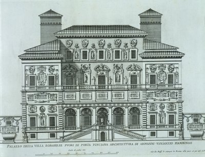 Vista de la fachada de Villa Borghese, Roma de Italian School