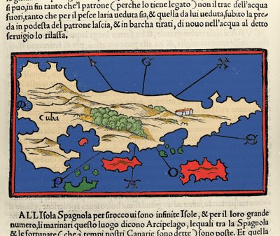 Vista de la isla de Cuba. Isolario (mapa de islas) de Benedetto Bordone. Venecia 1547 de Italian School