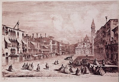 Vista de la plaza de la iglesia de Santa Maria Formosa en Venecia de Italian School