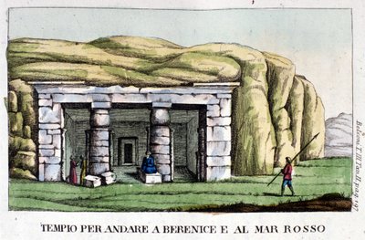 Vista del templo en el camino a Berenice, hoy Bengasi y al Mar Rojo. El autor, Giovanni Battista Belzoni (1778-1823), es un explorador y arqueólogo italiano que ha hecho importantes descubrimientos arqueológicos en Egipto. Grabado. de Italian School