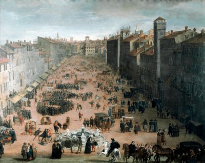 Vista sobre la plaza Navona en Roma de Italian School