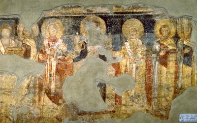 Virgen María y el Papa Adriano I de Italian School