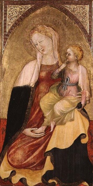 Virgen con el Niño, Escuela Florentina (temple con oro sobre tabla) de Italian School