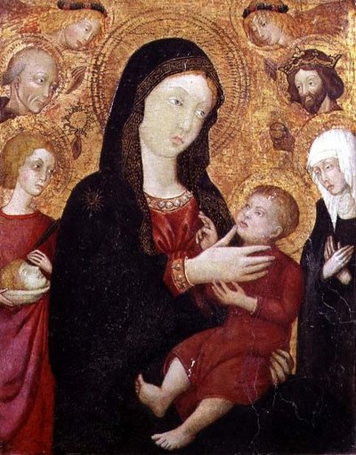 Virgen con el Niño con S. Bernadino, Segismundo, Clara y Crescencio, 2ª mitad del siglo XV (temple sobre tabla) de Italian School
