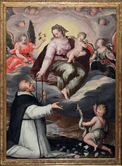 La Virgen entrega el rosario a San Domingo de Italian School