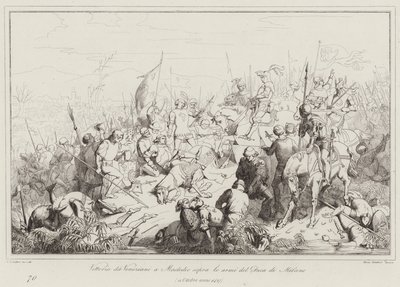 Victoria de los venecianos en Maclodio sobre las armas del Duque de Milán de Italian School