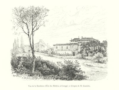 Vista de la residencia de verano de los Médicis, en Careggi, boceto de M Gambillo de Italian School