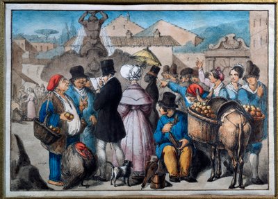 Escena de paseo en Roma de Italian School