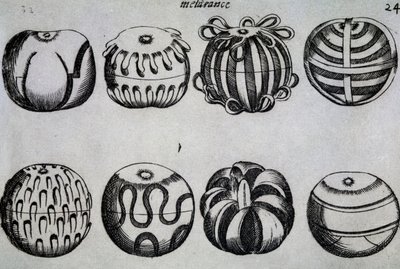 Formas de cortar fruta, Ilustración de Li tre trattati di messer Mattia Giegher bavaro di Mosburc, Trinciante dell