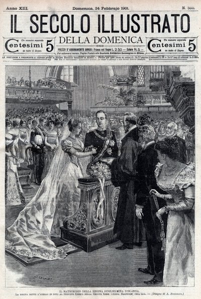 Boda de la reina Guillermina de Holanda y el duque Enrique de Mecklemburgo 1901 - portada de 