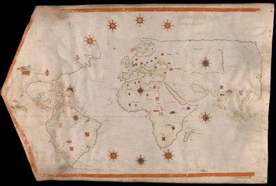 Mapamundi sobre vitela, c.1540 (vitela) de Italian School