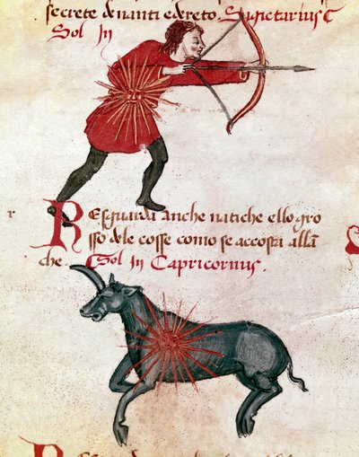 Signos del zodiaco: Sagitario y Capricornio. (miniatura) de Italian School