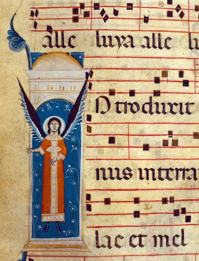Detalle del ángel del Gradual, c.1260 (detalle) de Italian School