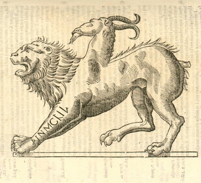 Ilustración de Monstrosae cuiusdam Chimaerae de Historia de Monstruos de Aldrovandi, 1642 de Italian School