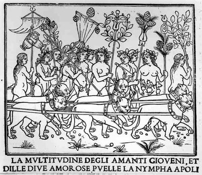 La multitud de los amantes jóvenes, y de las divas amorosas, la ninfa Apoli de Italian School Italian School