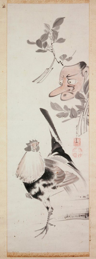 Gallo y Máscara Tengu, c. 1775 de Ito Jakuchu