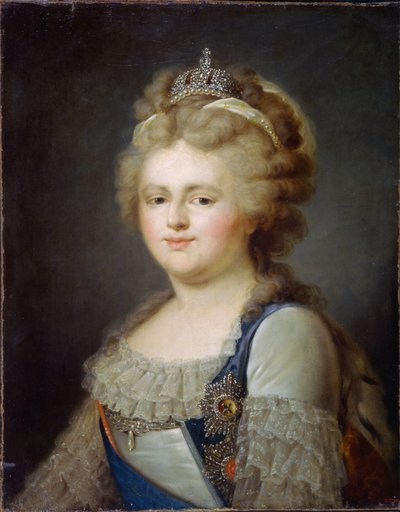 Retrato de la emperatriz María Feodorovna (nacida Sofía Dorotea de Wurtemberg Montbeliard) (1759-1828). Pintura de Ivan Afanasievich Pustynin (1769- después de 1812), óleo sobre lienzo, después de 1796. Arte ruso de Ivan Afanasievich Pustynin