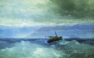 Ruso: "Montañas del Cáucaso desde el mar" Montañas del Cáucaso desde el mar de Ivan Aivazovsky