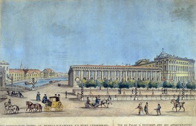 El Palacio Anichkov en San Petersburgo. Obra de Ivan Alexeyevich Ivanov (1779-1848), grabado y acuarela de Ivan Alekseevich Ivanov