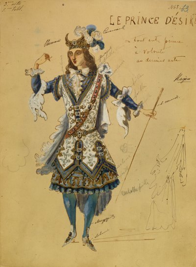 Diseño de vestuario para el ballet La Bella Durmiente de P. Tchaikovsky, 1890 de Ivan Alexandrovich Vsevolozhsky