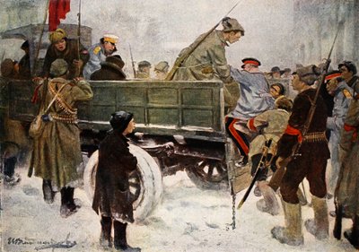 Detención de generales durante la revolución en febrero de 1917 (litografía en color) de Ivan Alexeyevich Vladimirov