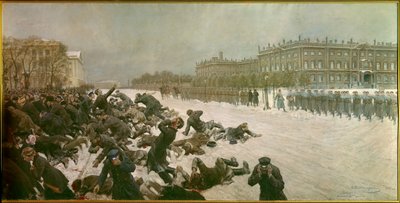 Inicio de la Revolución Rusa de 1905: "Tiroteo en la Plaza del Palacio el 22 de enero de Ivan Alexeyevich Vladimirov