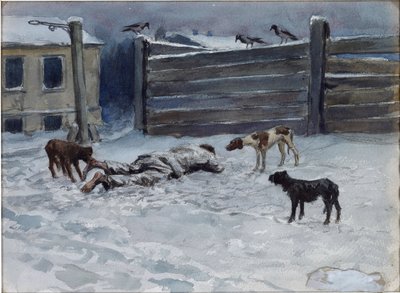 Muerto de hambre (Dibujo del natural) de Vladimirov, Ivan Alexeyevich (1869-1947). Acuarela, gouache sobre papel de Ivan Alexeyevich Vladimirov