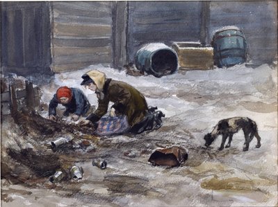 Años de hambre en Petrogrado (Dibujo del natural) de Vladimirov, Ivan Alexeyevich (1869-1947). Acuarela, gouache sobre papel de Ivan Alexeyevich Vladimirov