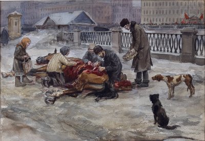 Años de hambre en Petrogrado por Vladimirov, Ivan Alexeyevich (1869-1947). Acuarela, gouache sobre papel de Ivan Alexeyevich Vladimirov