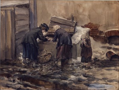 Años de hambre en Petrogrado por Vladimirov, Ivan Alexeyevich (1869-1947). Acuarela, gouache sobre papel de Ivan Alexeyevich Vladimirov