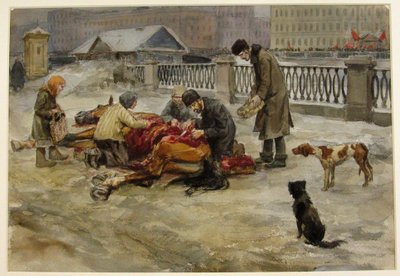 Petrogrado en 1918 de la serie de acuarelas Revolución rusa, 1918 de Ivan Alexeyevich Vladimirov