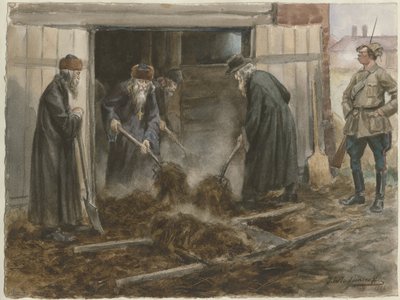 Clero ruso paleando heno: septiembre de 1918 de la serie de acuarelas Revolución rusa de Ivan Alexeyevich Vladimirov