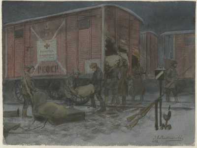 Soldados saqueando un vagón de tren de la serie de acuarelas Revolución rusa, 1922 de Ivan Alexeyevich Vladimirov