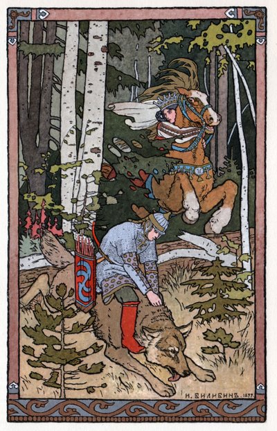 El zarevich Iván, el pájaro de fuego y el lobo gris, c.1899 de Ivan Yakovlevich Bilibin