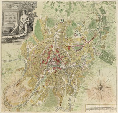 Mapa de Moscú, 1739 de Ivan Fyodorovich Michurin