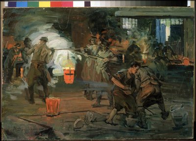 "Ouvriers dans un atelier de fonderie" Peinture de Ivan Georgievich Drozdov (1880-1939) 1923 State Russian Museum Saint Petersbourg de Ivan Georgievich Drozdov