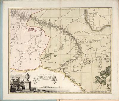 Mapa del flujo del río Irtysh desde la fortaleza de Omsk hasta Tobolsk, 1780 de Ivan Ivanovich Islenyev