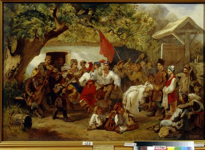 Le repas de noces. (El banquete de bodas). Pintura de Ivan Ivanovich Sokolov (1823-1918), papel sobre papel de Ivan Ivanovich Sokolov