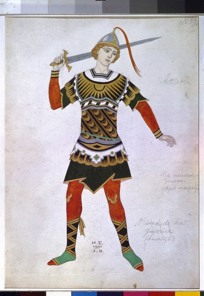 Diseño de vestuario para un guerrero del ballet 