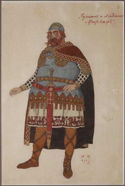 Diseño de vestuario para la ópera Ruslan y Lyudmila de M. Glinka de Ivan Yakovlevich Bilibin