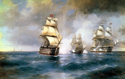 El bergantín Mercury atacado por dos barcos turcos el 14 de mayo de 1829 de Ivan Konstantinovich Aivazovsky