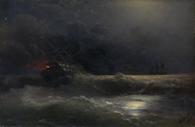 Barco en llamas, un episodio de la Guerra Ruso-Turca, 1896 de Ivan Konstantinovich Aivazovsky