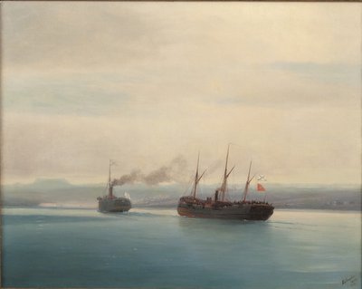 Captura del transporte de tropas turco Mersina por el vapor Rusia el 13 de diciembre de 1877, 1877 de Ivan Konstantinovich Aivazovsky
