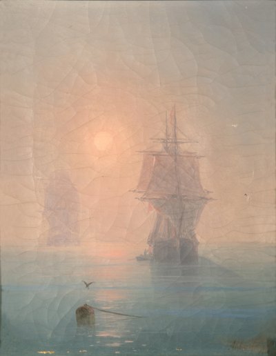 Corbeta en la niebla, 1886 de Ivan Konstantinovich Aivazovsky