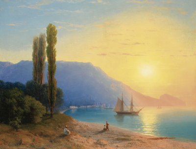 "Puesta de sol sobre Yalta en Crimea" Pintura de Ivan Constantinovich Aivazovsky (1817-1900) 1861 de Ivan Konstantinovich Aivazovsky